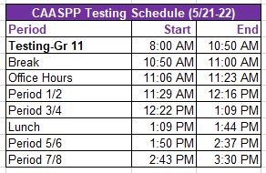 CAASSP Bell Schedule