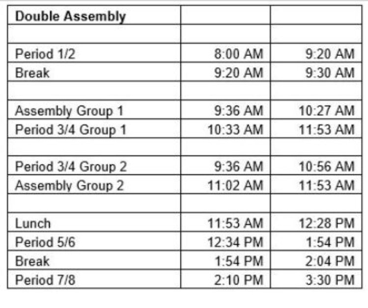 Double Assembly Schedule Portola High School