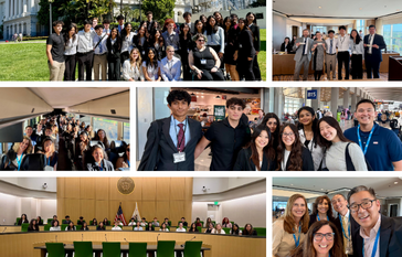 Collage of students and staff in Sacramento during Advocacy Trip
