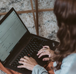 Woman composing email