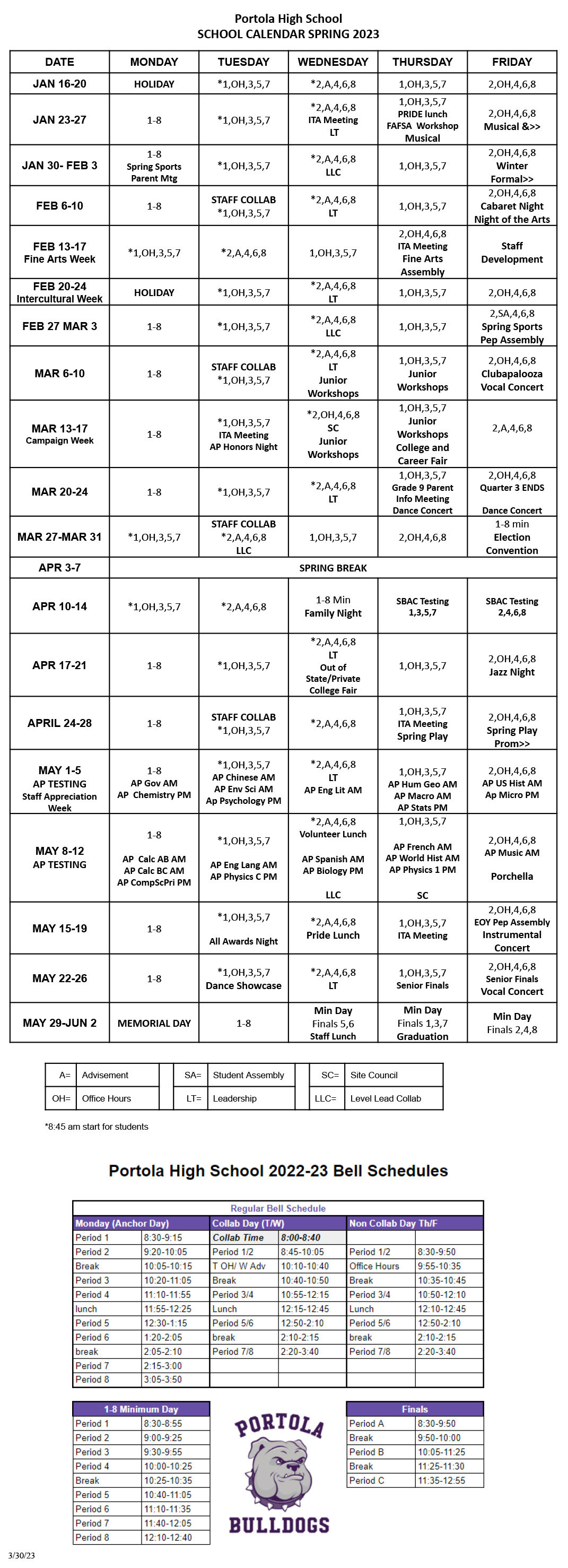 spring calendar