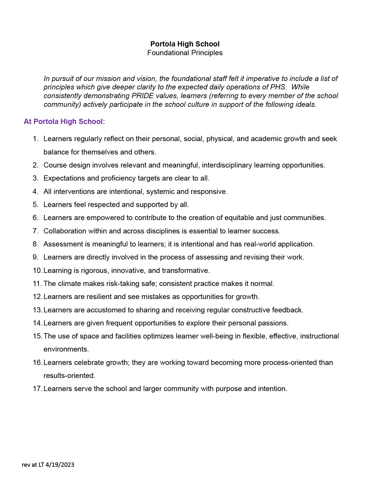 Foundational Principles 2023