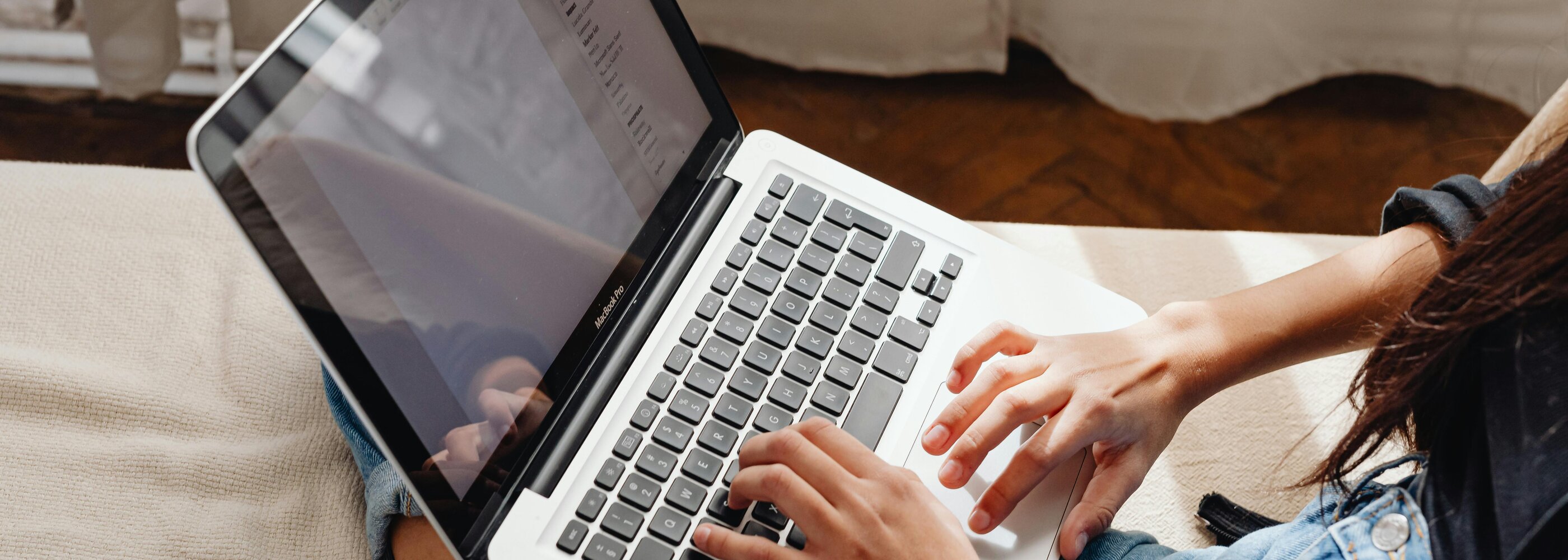 Laptop being typed on